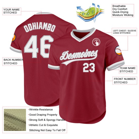 Maillot de baseball rétro marron blanc-gris, personnalisé et authentique Maillot de baseball rétro marron blanc-gris, personnalisé et authentique