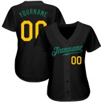 Maillot de baseball Gold-Kelly authentique personnalisé vert noir Maillot de baseball Gold-Kelly authentique personnalisé vert noir
