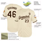 Maillot de baseball personnalisé en maille marron authentique crème rétro Maillot de baseball personnalisé en maille marron authentique crème rétro