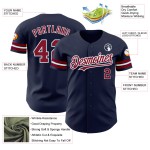 Maillot de baseball personnalisé bleu marine authentique cramoisi-blanc Maillot de baseball personnalisé bleu marine authentique cramoisi-blanc