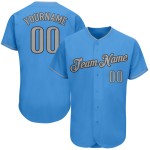 Maillot de baseball gris authentique bleu poudre personnalisé gris-acier Maillot de baseball gris authentique bleu poudre personnalisé gris-acier