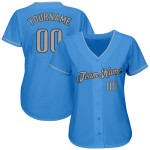 Maillot de baseball gris authentique bleu poudre personnalisé gris-acier Maillot de baseball gris authentique bleu poudre personnalisé gris-acier