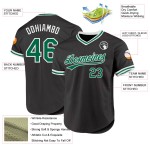 Maillot de baseball personnalisé rétro authentique noir vert-blanc Kelly Maillot de baseball personnalisé rétro authentique noir vert-blanc Kelly